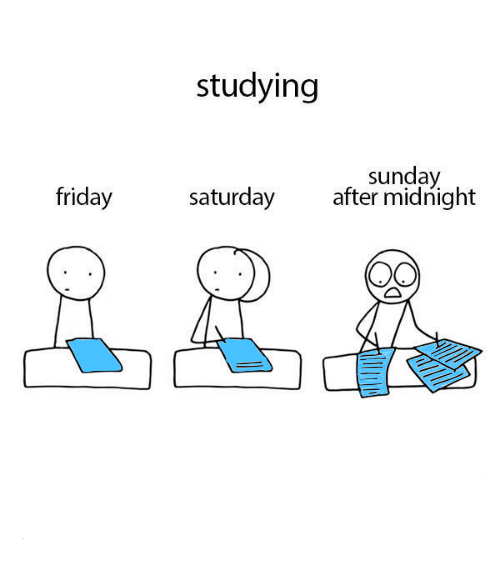 FRIDAY STUDYING SUNDAY SATURDAY AFTER MIDNIGHT