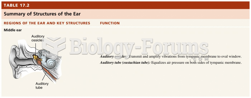 Summary of Structures of the Ear 