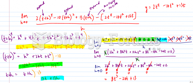 Find the derivative of y =  2t^4 - 10t^2 + 13t