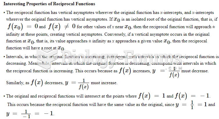 How reciprocal functions compare to the parent function