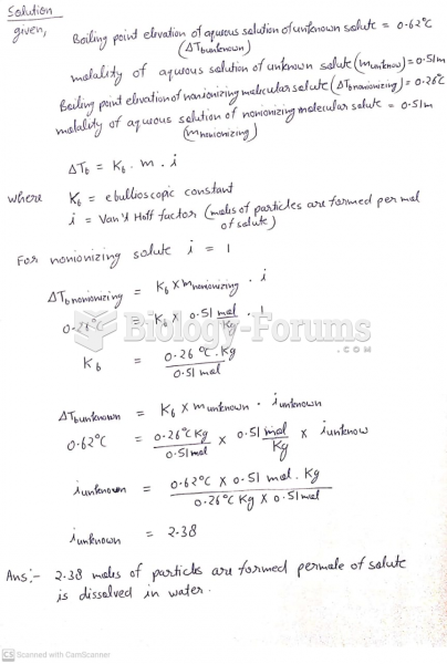 A 0.51 m aqueous solution of an unknown solute has a boiling point elevation of 0.62°C. The ...