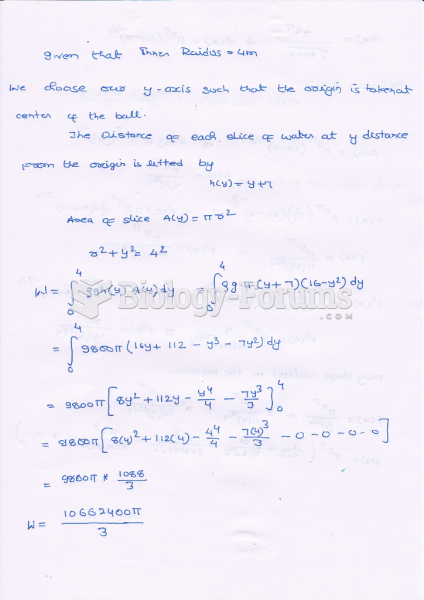 A spherical water tank with an inner radius of 4 m has its lowest point 3 m ...