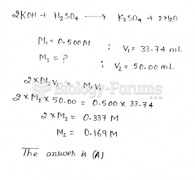 In an acid-base neutralization reaction, 33.74 mL of 0.500 M potassium hydroxide reacts with ...