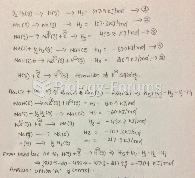 Calculate the electron affinity for the formation of the hydride ion from the following ...