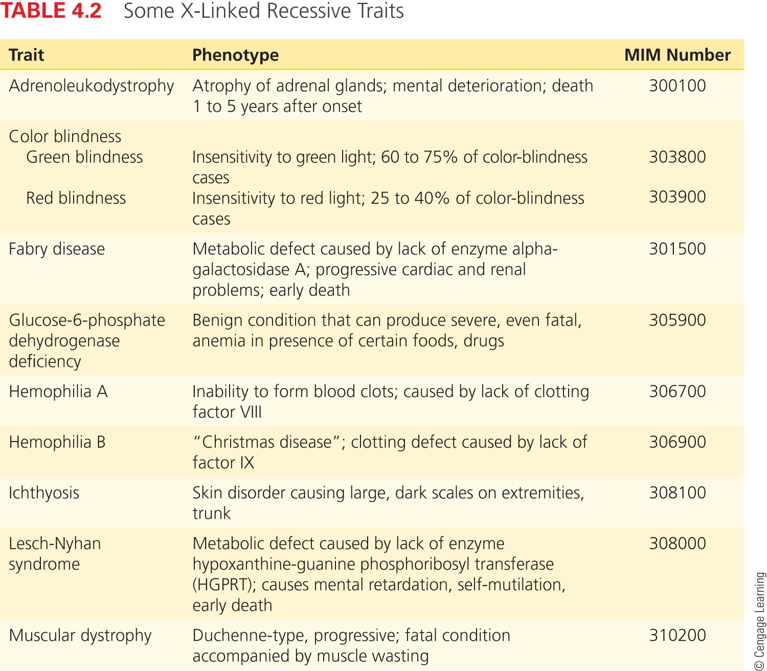 Some X-linked Recessive Traits