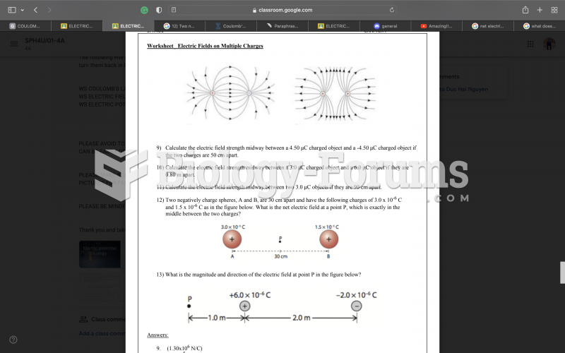 Physics homework related to electric fields