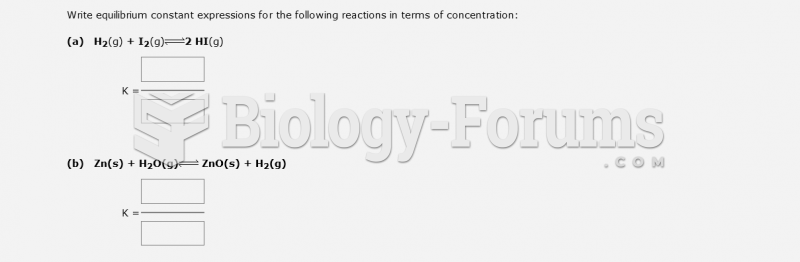 Write equilibrium constant expressions for the following reactions in terms of concentration: