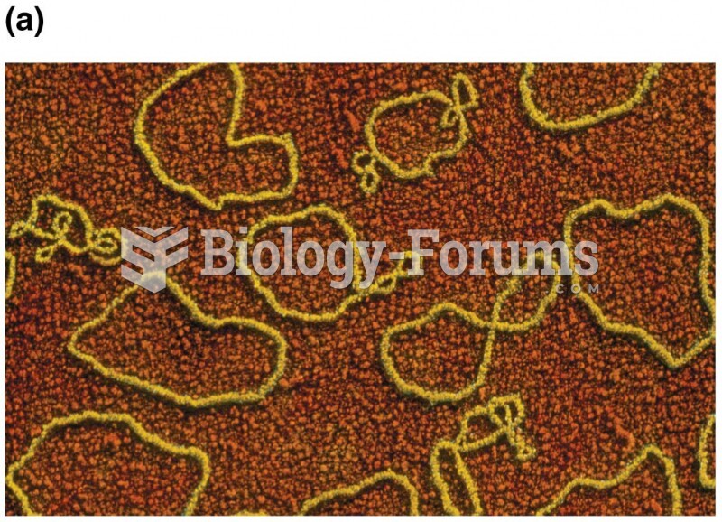 A color-enhanced electron micrograph of circular plasmid molecules