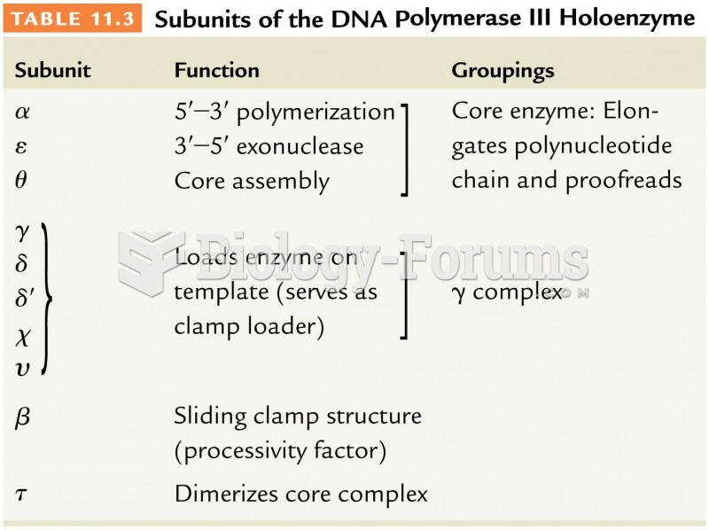 Subunits of the DNA Polymerase III Holoenzyme
