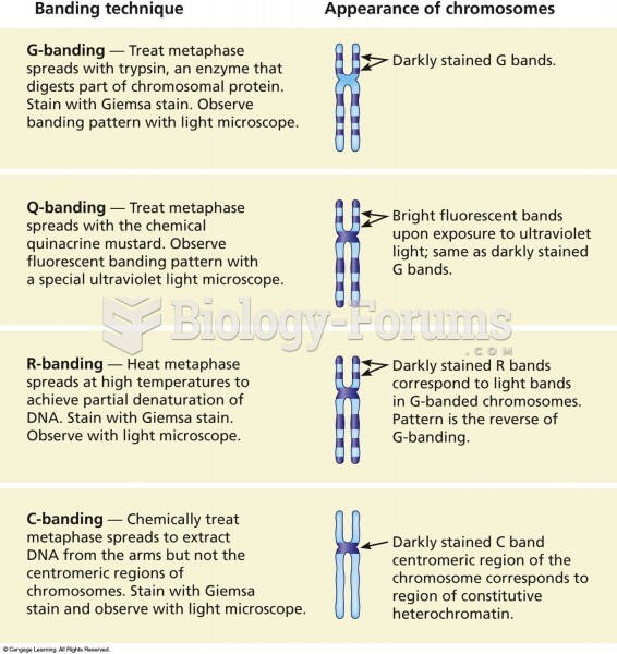 Four common staining procedures used in chromosomal analysis. Most karyotypes are prepared using G-b