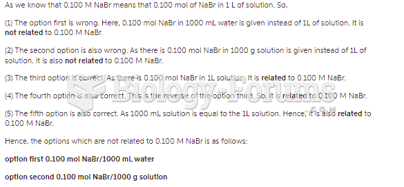Which of the following unit factors is not related to a 0.100 M NaBr solution? A