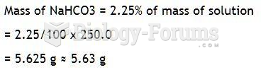 A solution is 2.25% by weight NaHCO3. How many grams of NaHCO3 are in 250.0 g of solution?