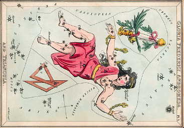 Andromeda as depicted in Urania's Mirror, set of constellation cards published in London c.1825