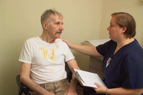 The nurse assists the patient in reflecting on his feelings