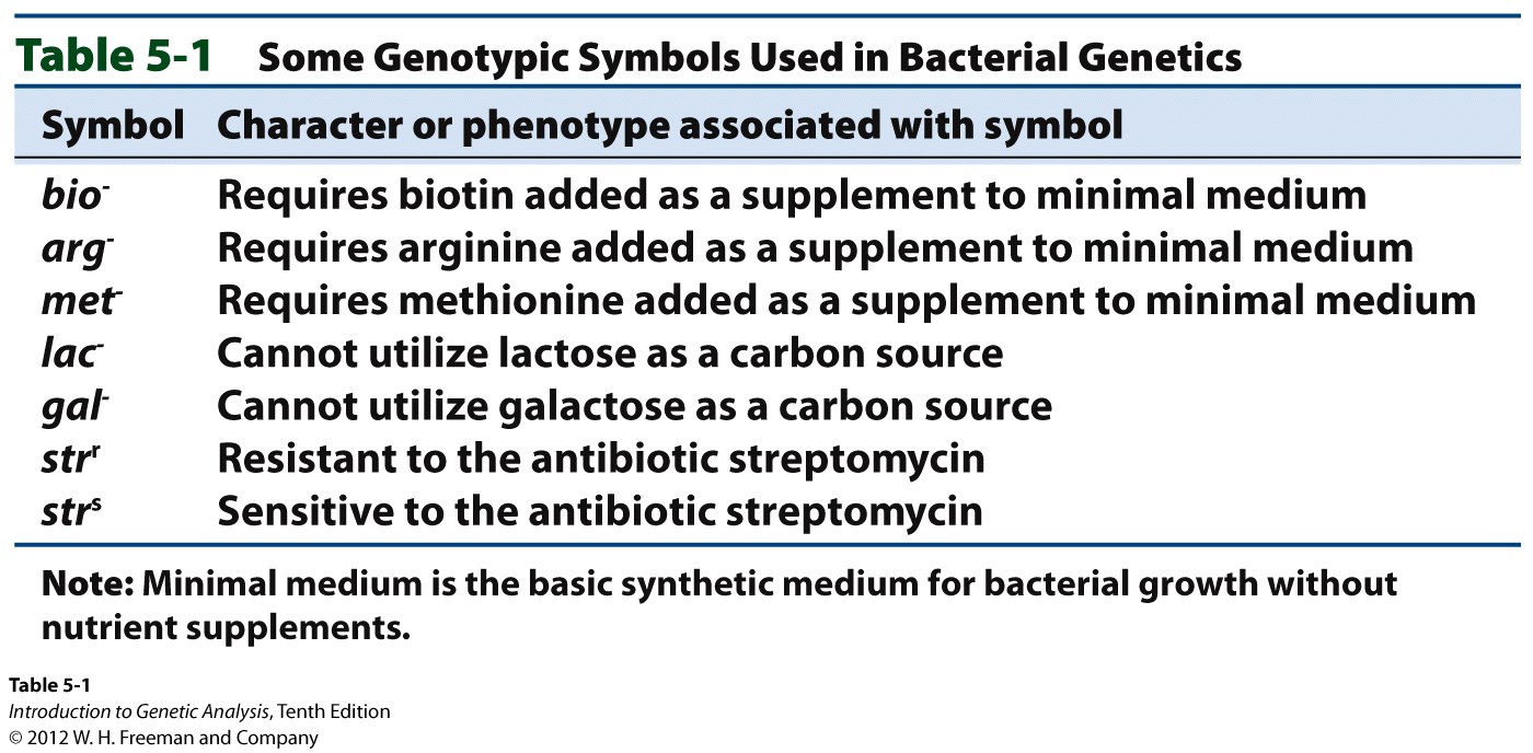 Some Genotypic Symbols Used in Bacterial Genetics