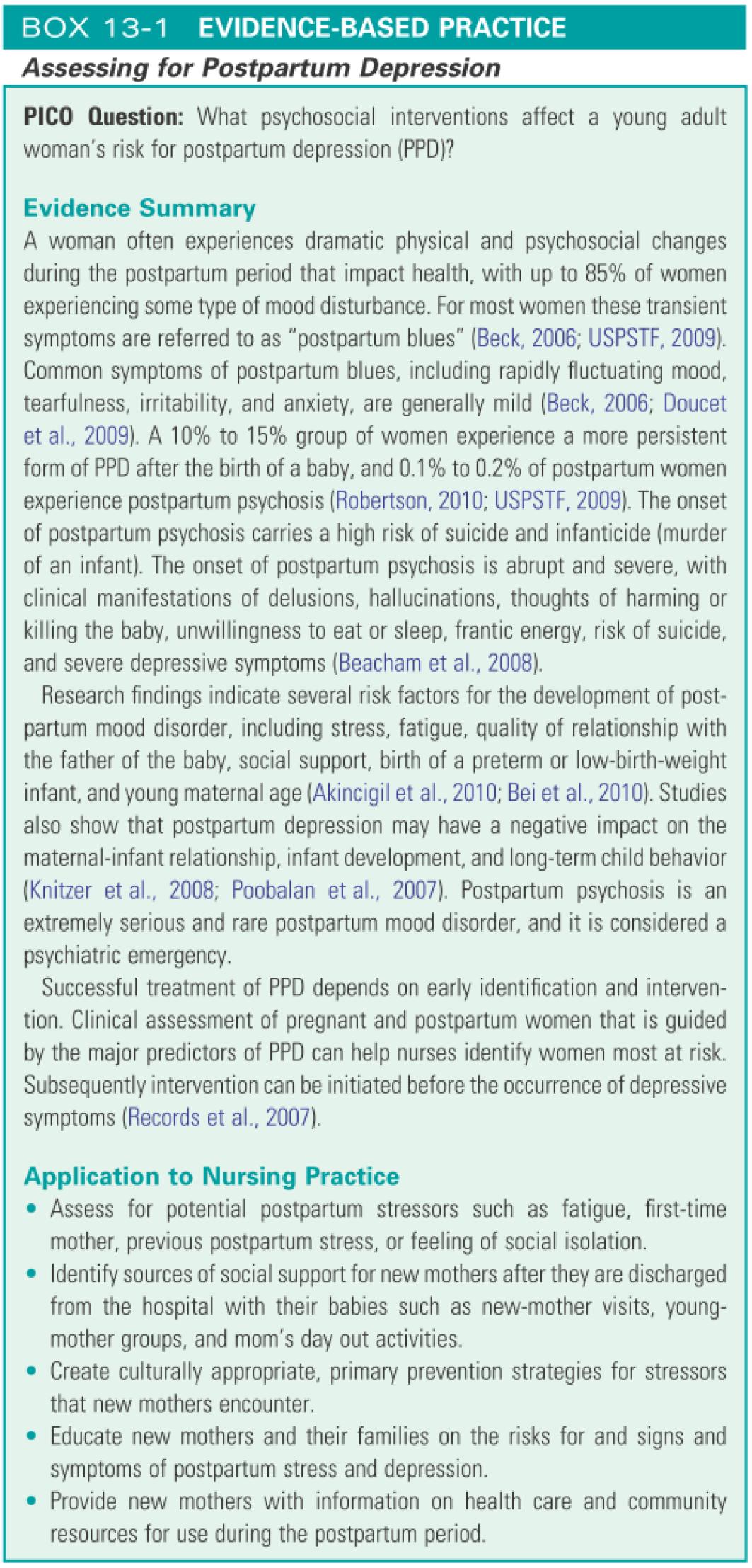 Assessing for postpartum depression