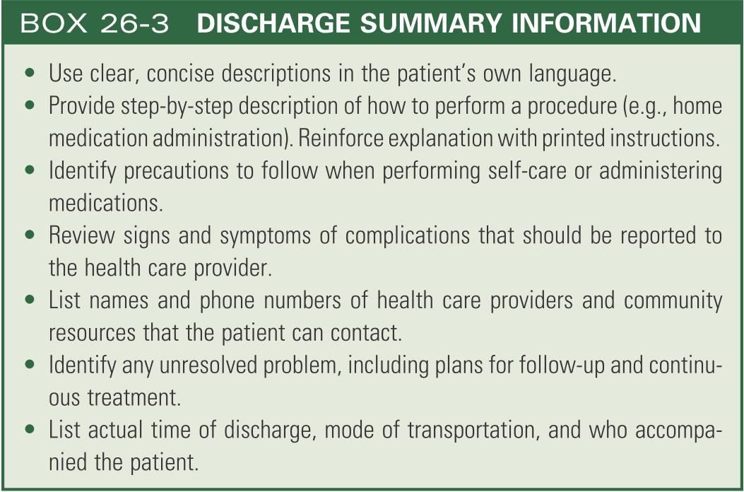 Discharge summary information