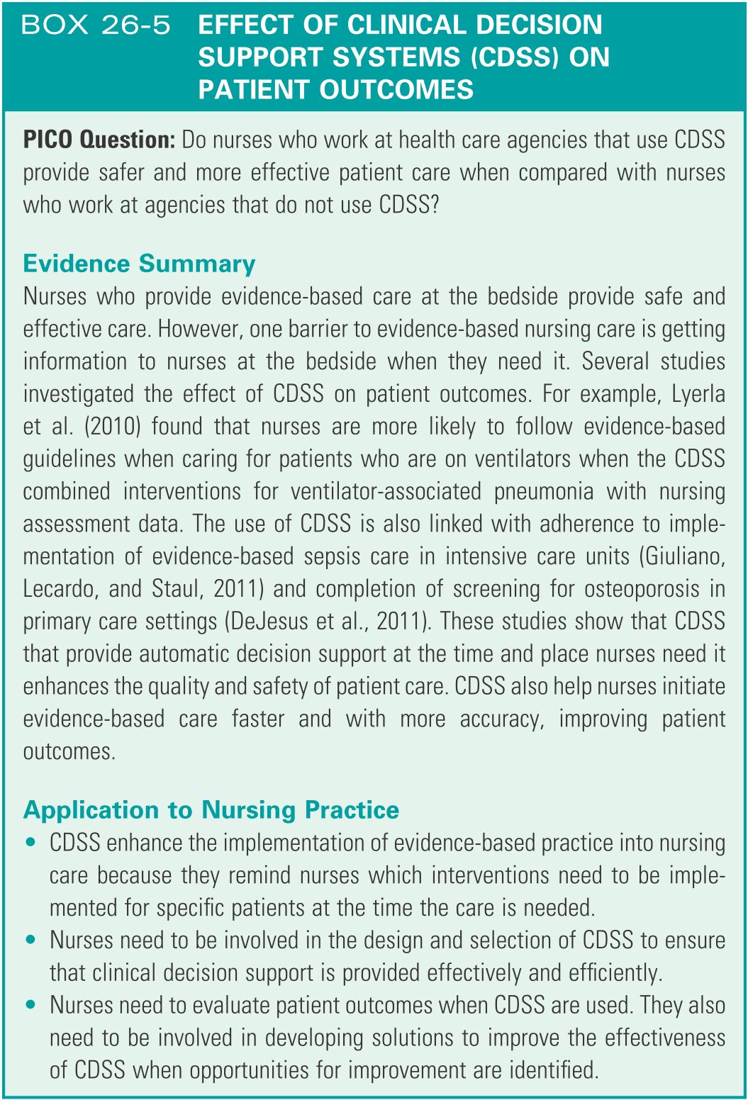 Effect of clinical decison support systems