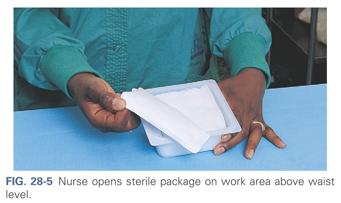 Nurse opens sterile package