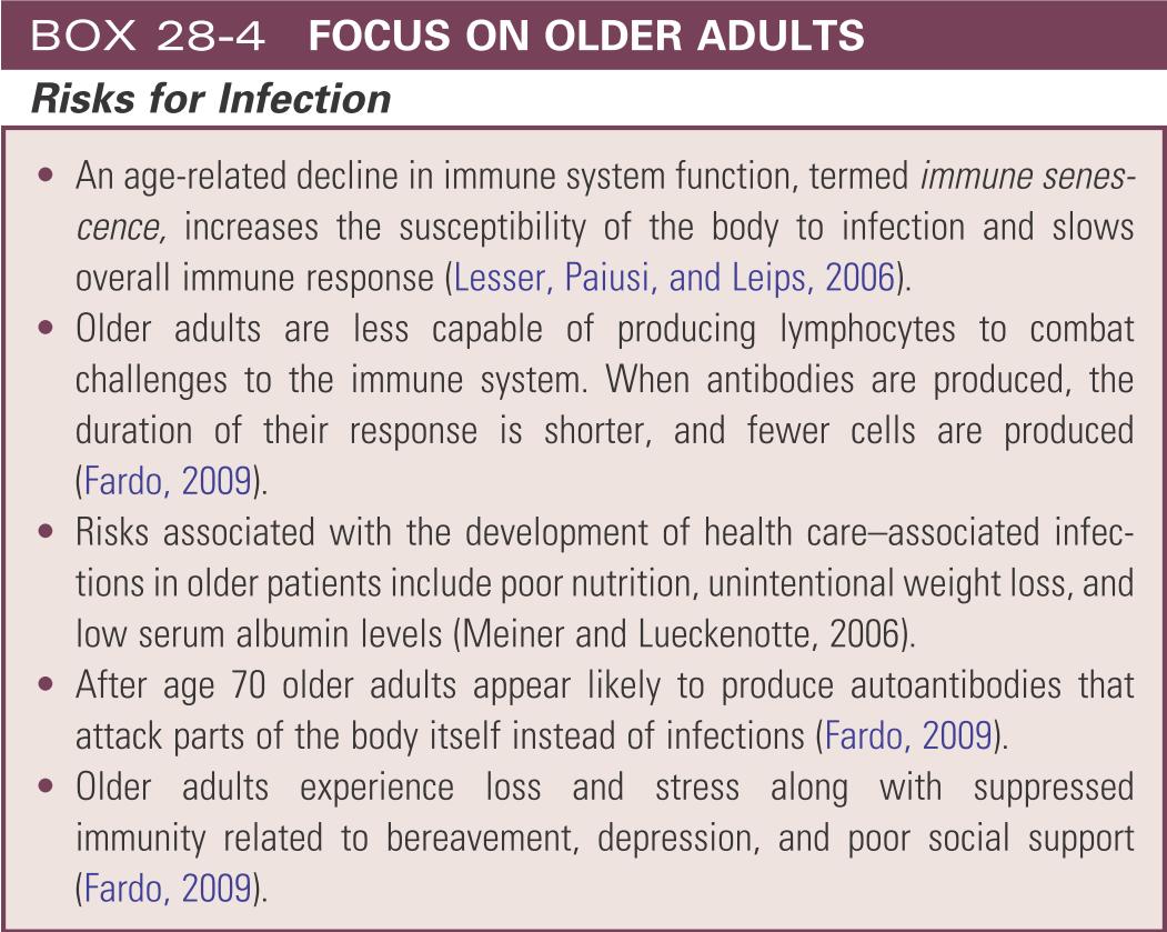 Focus on older adults - risk for infection