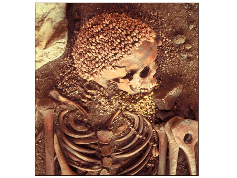 Anatomically modern humans left archaeological clues, including evidence of burials, which indicate 