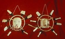 Walrus Ivory masks made by Yupik in Alaska