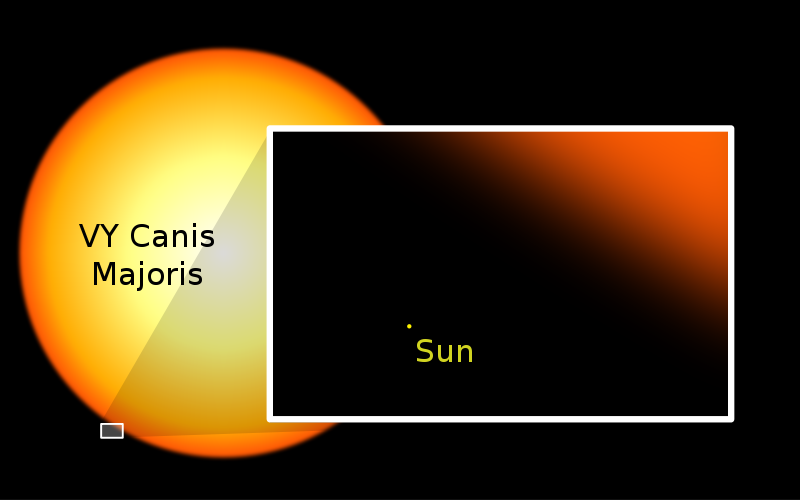 Sun and VY Canis Majoris