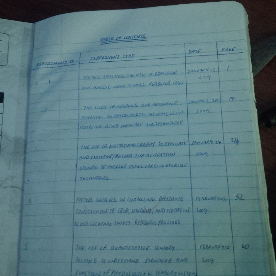 Laboratory log