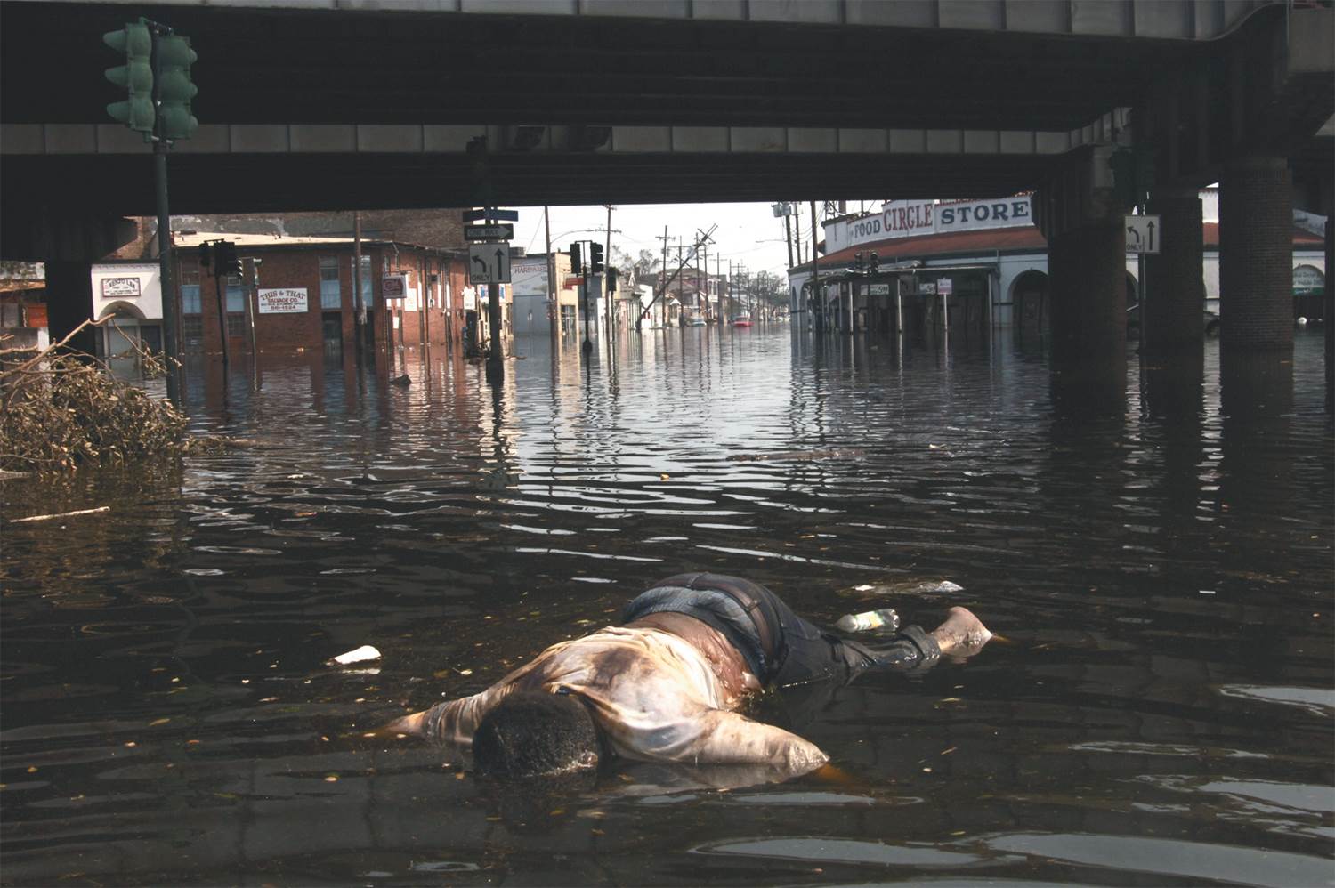 Downtown New Orleans after Hurricane Katrina.