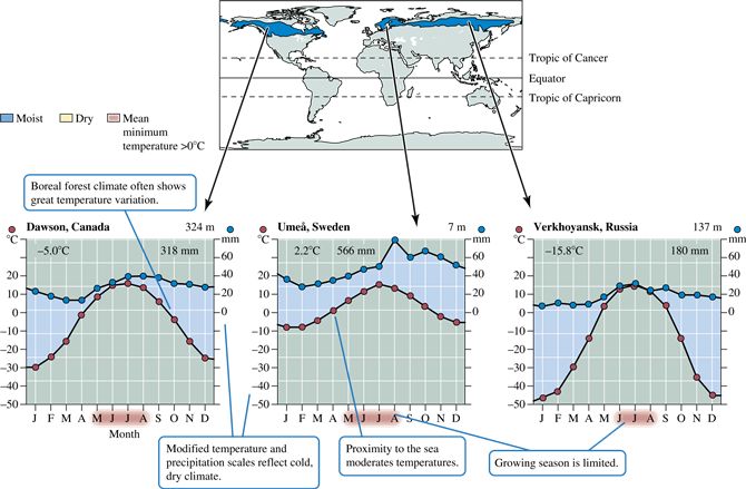 Boreal forest geography and climate.