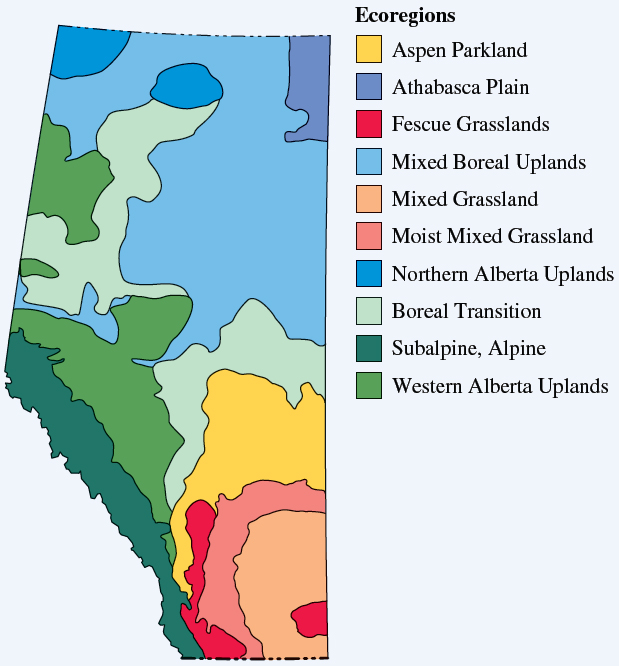 Ecoregions of Alberta.