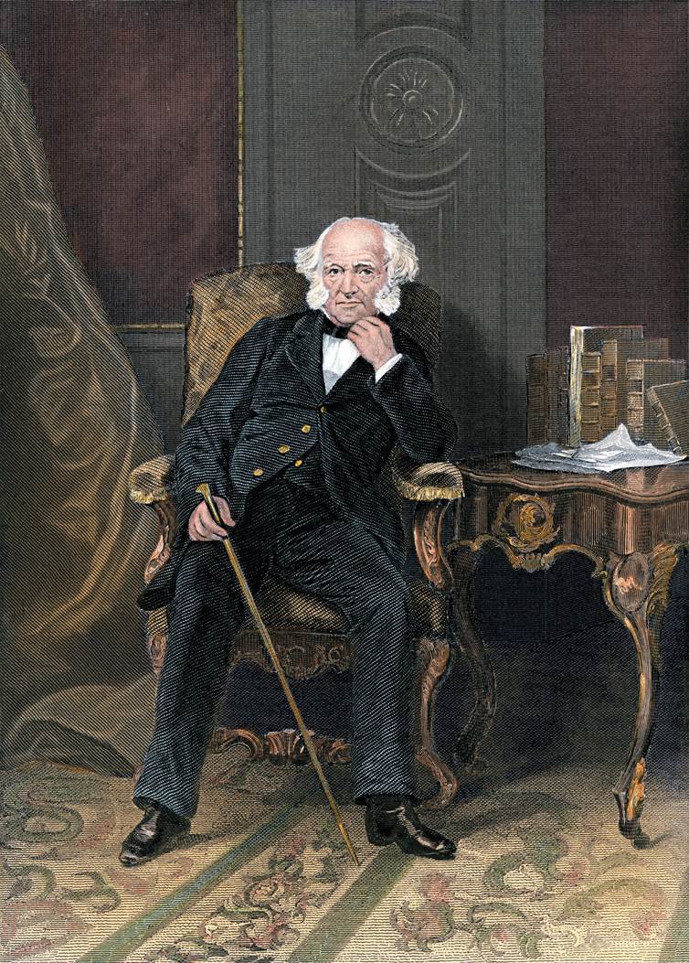 Martin Van Buren, sitting uncomfortably for this engraving, would eventually ascend to the presidenc