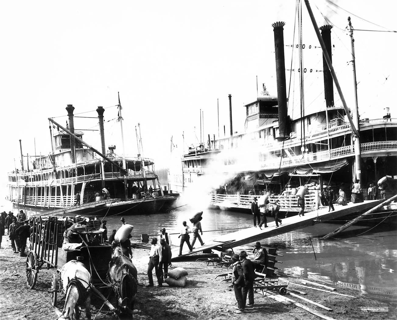 A sidewheeler on the Mississippi. In 1856 Samuel Clemens became an apprentice to a steamboat pilot a