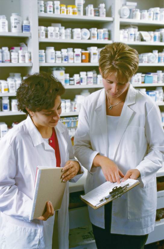 Two pharmacists consulting. 