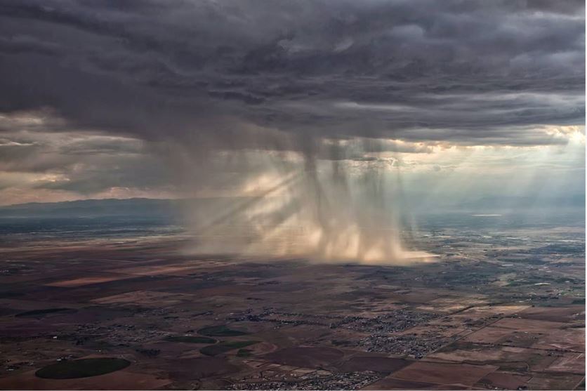 Rain seen from a plane