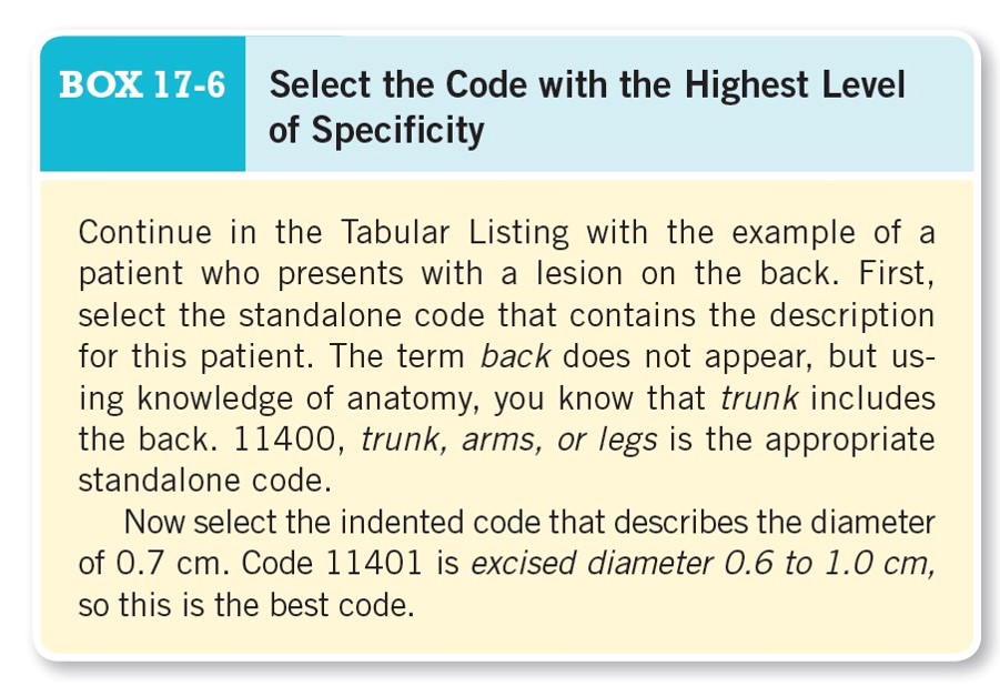 Select the Code with the Highest Level of Specificity 