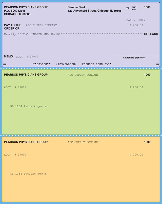 Example of a voucher check.