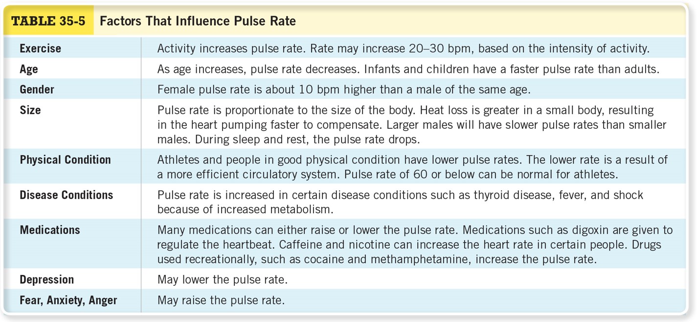 Factors that Influence Pulse Rate 