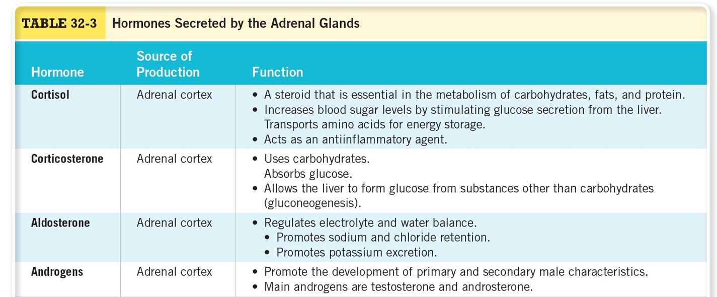 Hormones Secreted by the Adrenal Glands 