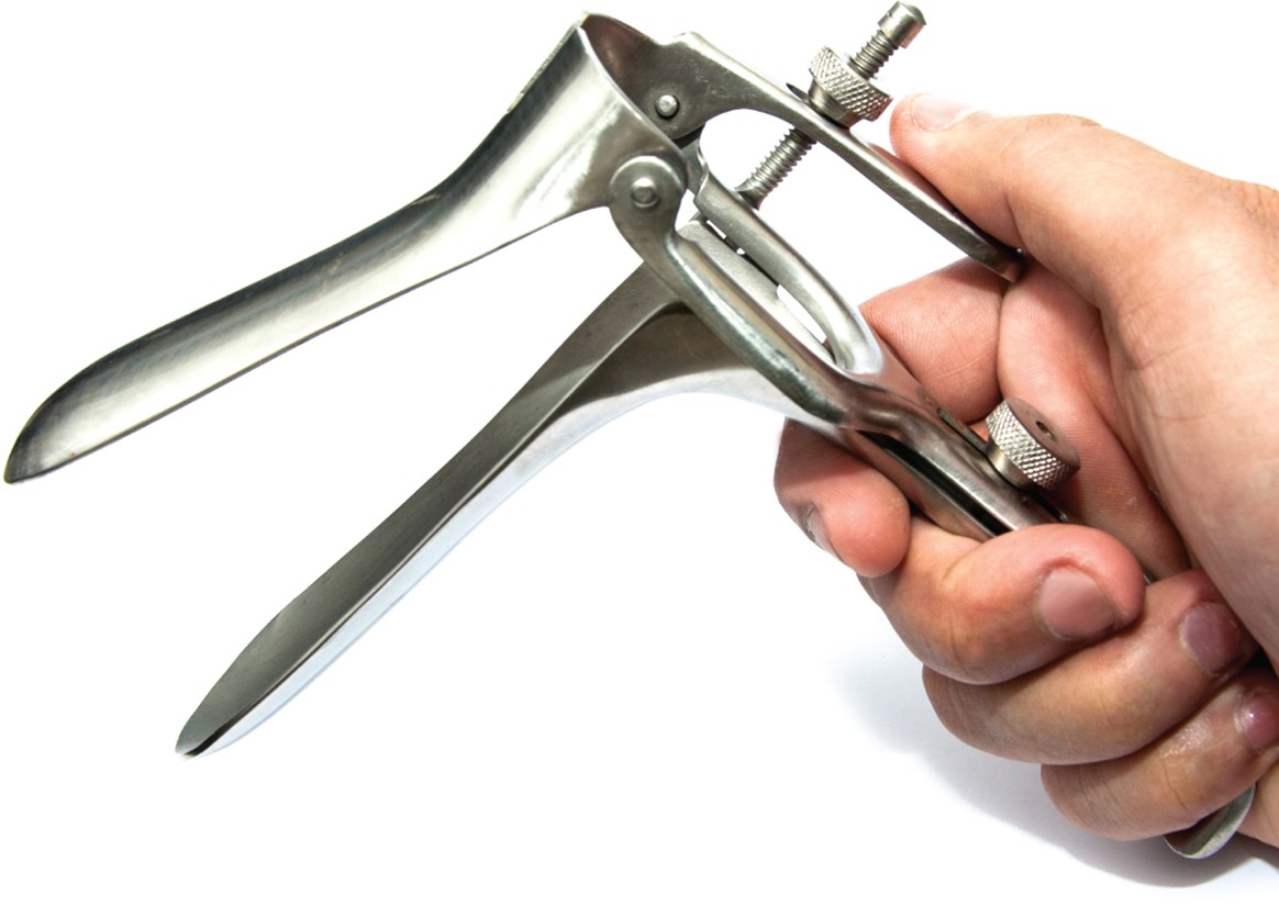 Gynecological instruments: metal vaginal speculum. 