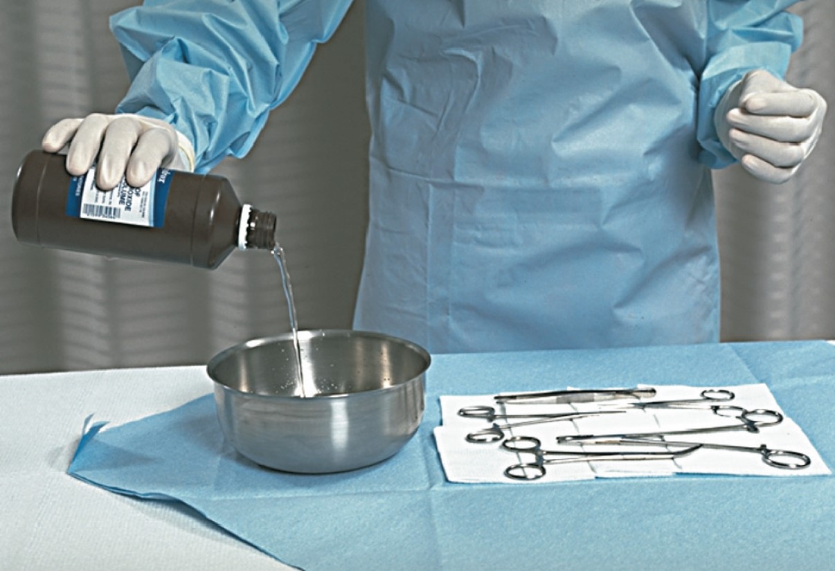 Transferring Sterile Solutions onto a Sterile Field