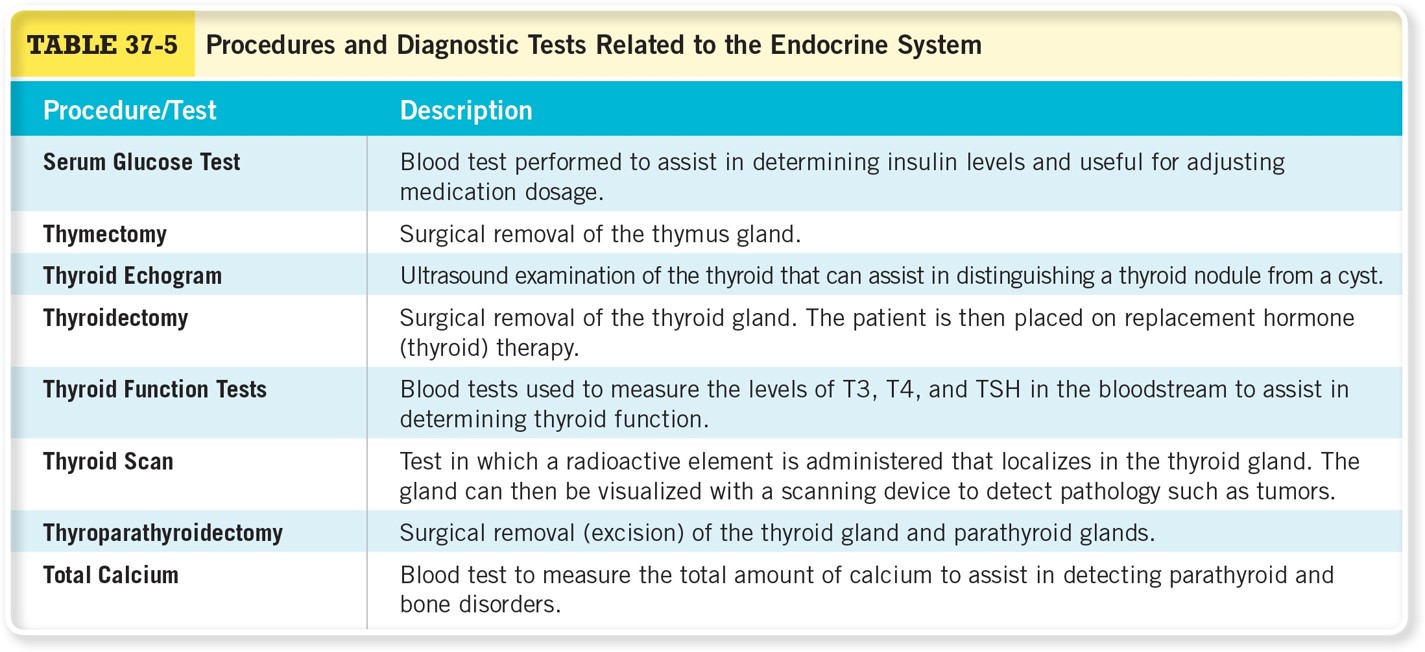 Procedures and Diagnostic Tests Related to the Endocrine System