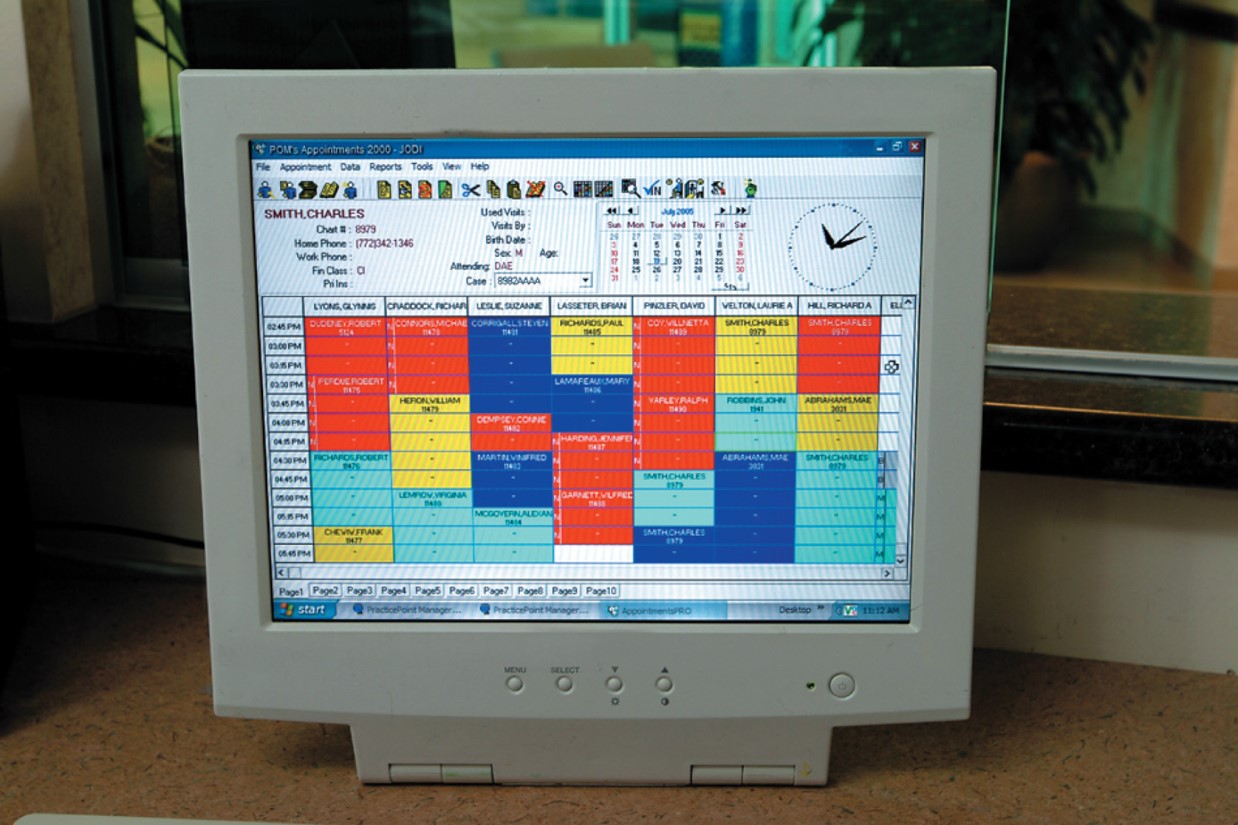 An example of a computerized scheduling screen.