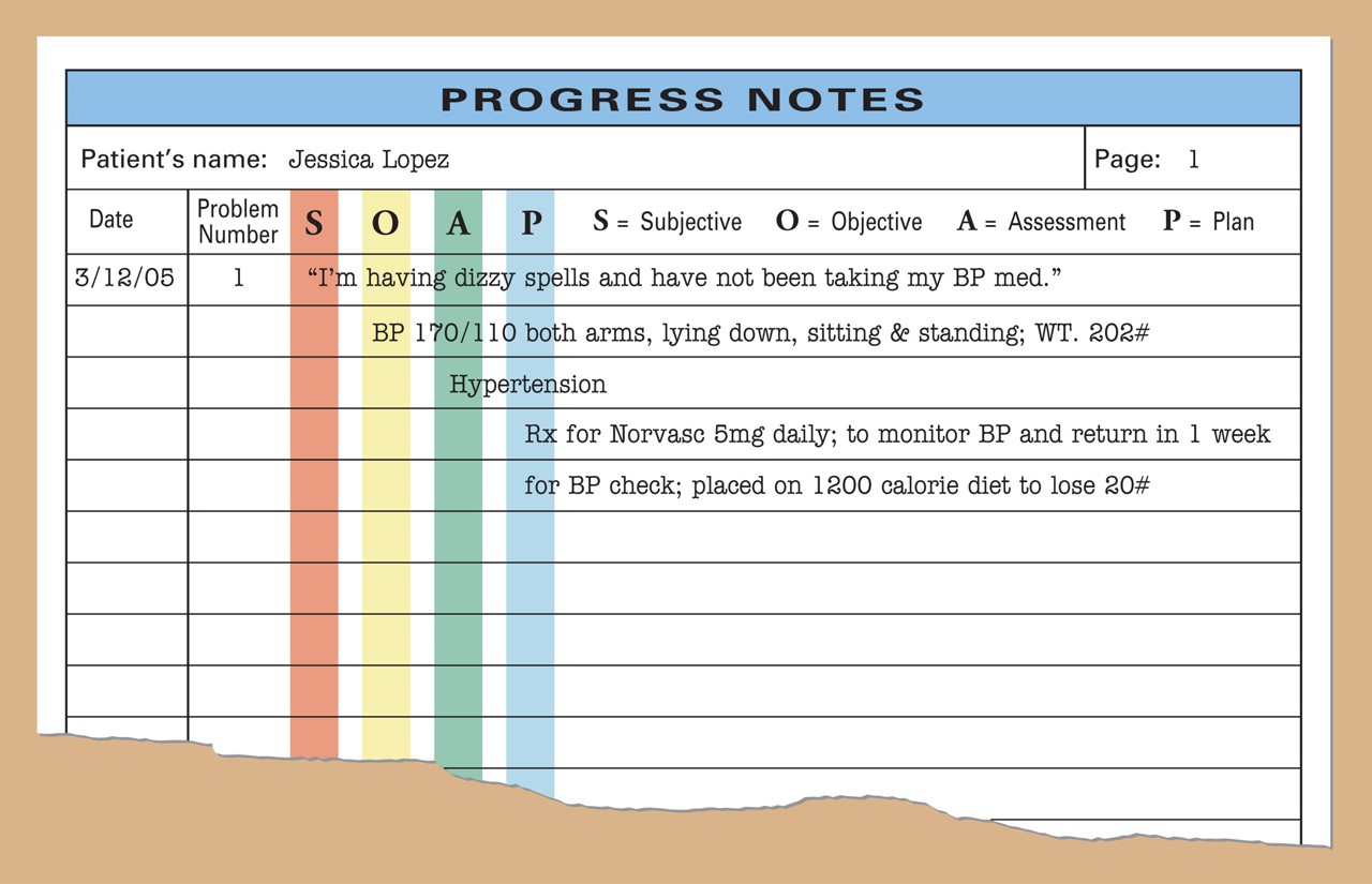 An example of SOAP charting.