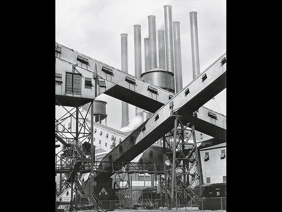 Charles Sheeler, Criss-Crossed Conveyors—Ford Plant. 