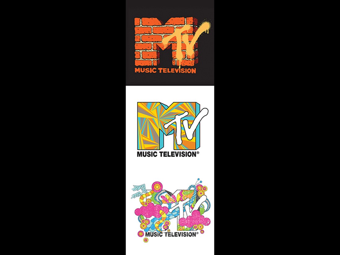 Pat Gorman and Frank Olinsky, Manhattan Design, Three logos for MTV. 