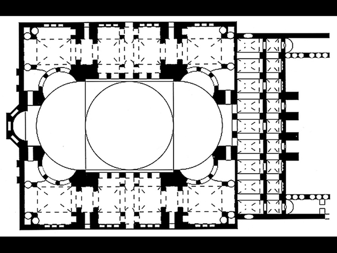 Anthemius of Tralles and Isidorus of Miletus, Plan of Hagia Sophia, Istanbul. 