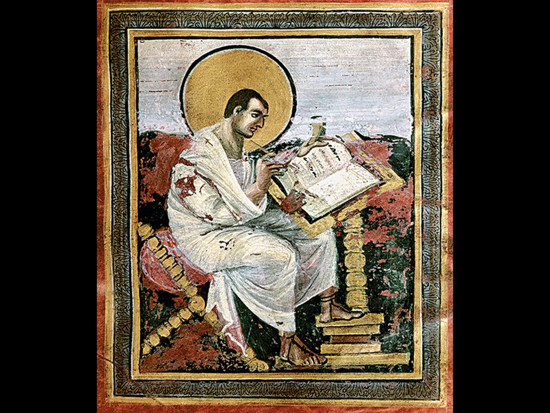 St. Matthew, from the Gospel Book of Charlemagne. 