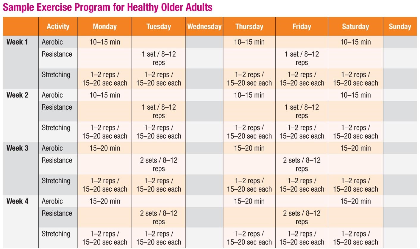 Sample Exercise Program for Healthy Older Adults