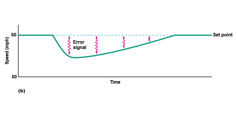 Negative feedback control of a regulated variable.